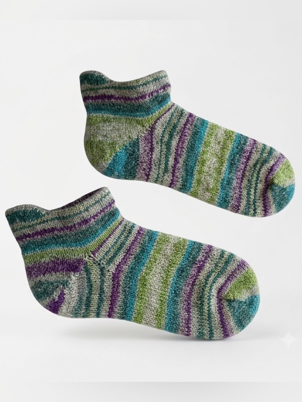 Sybil Shorties handcrafted purple green wool blend below ankle socks 7-8.5 NWT